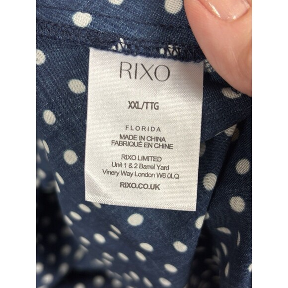 Rixo Maxi Florida Dress Bohemia Dots Navy Blue White Polka Dots 14 Short Sleeve - Picture 4 of 11